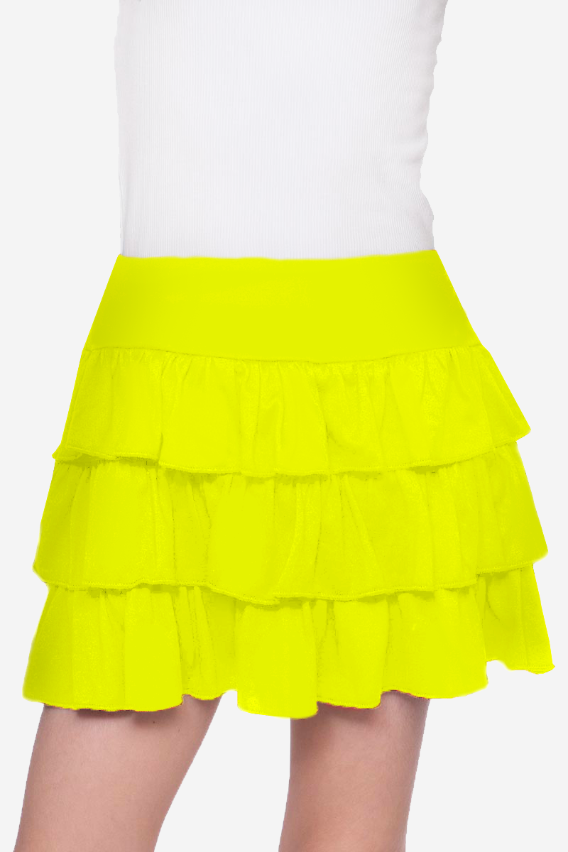 Simply Soft Triple Ruffle Skort - Neon Lemon Lime