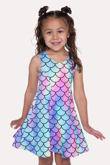 Sleeveless Twirl Dress - Holographic Mermaid