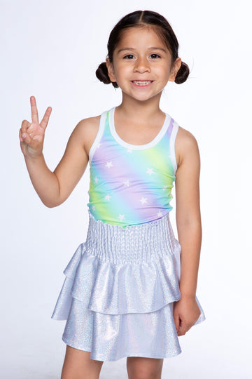 Smocked Skirt - Silver Glitter