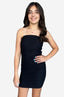 Strapless Mesh Ruched Dress - Black