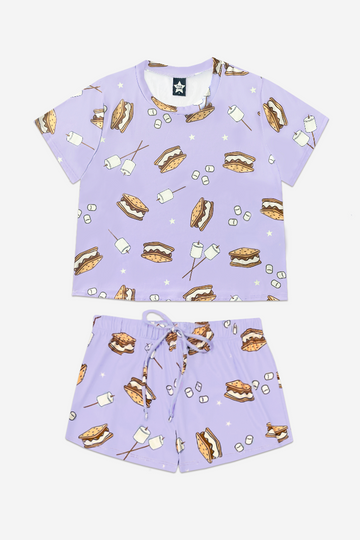 Simply Soft Short Sleeve Easy Tee & Dolphin Short - Lilac S'mores - Lilac S'mores