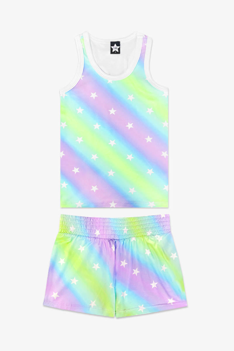 Racerback Tank & Smocked Short - Ombré Pastel Stars