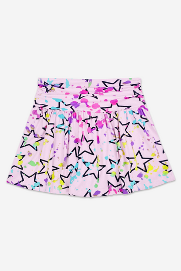 SIMPLY SOFT SHIRRED WAIST SKORT - BLUSH STAR SPLATTER