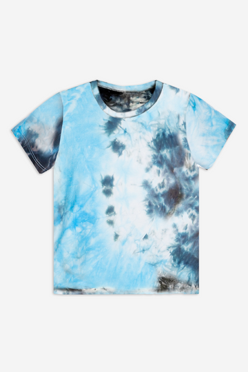 Simply Soft Short Sleeve Tee - Charcoal Aqua Tie Dye