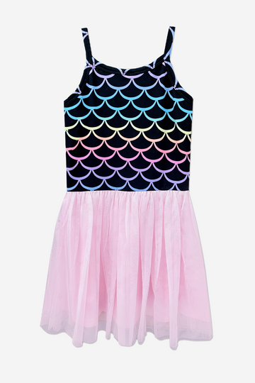 Simply Soft Strappy Be Happy Tulle Dress - Pink Black Ombre Mermaid - Pink Black Ombre Mermai