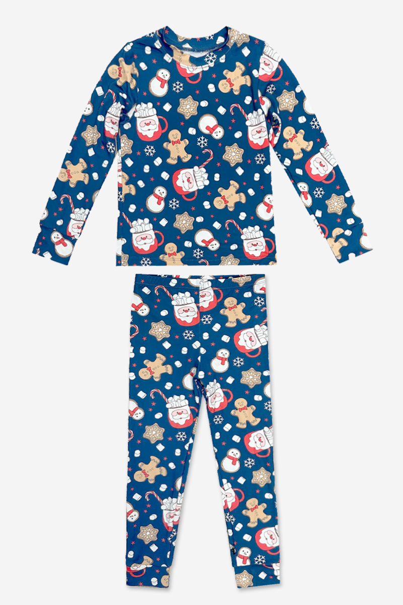 Simply Soft Long Sleeve Crew & Slim Lounge Bottom - Navy Red Christmas