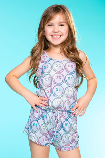Simply Soft Tank Romper - Grey Rainbow Smile - NEW!