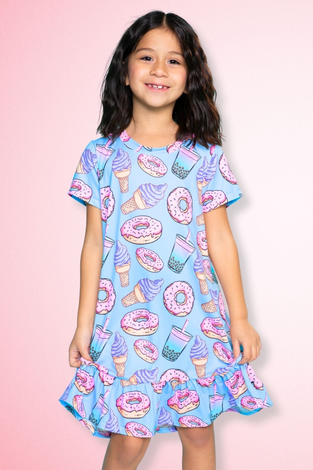 Simply Soft Short Sleeve Ruffle Lounge Dress