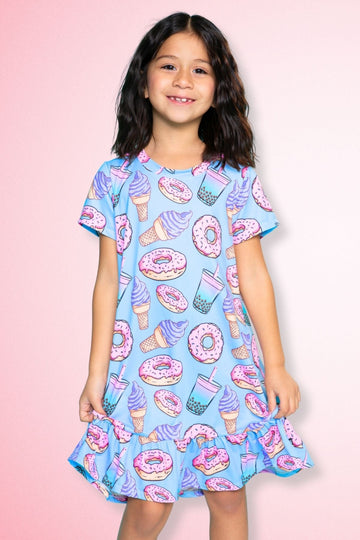 Simply Soft Short Sleeve Ruffle Nightgown - Ice Cream Donut Boba