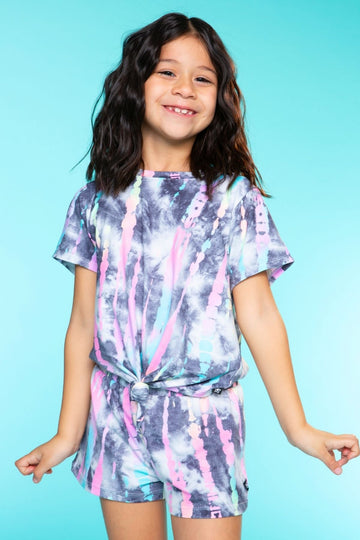 Simply Soft Tie Front Tee - Grey Rainbow Batik - NEW!