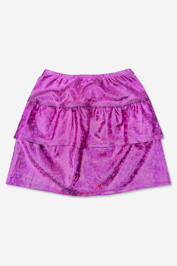 Tiered Skirt - Fuschia Black Glitter - Fuschia Black Glitter