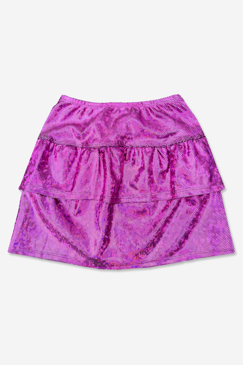 Tiered Skirt - Fuschia Black Glitter