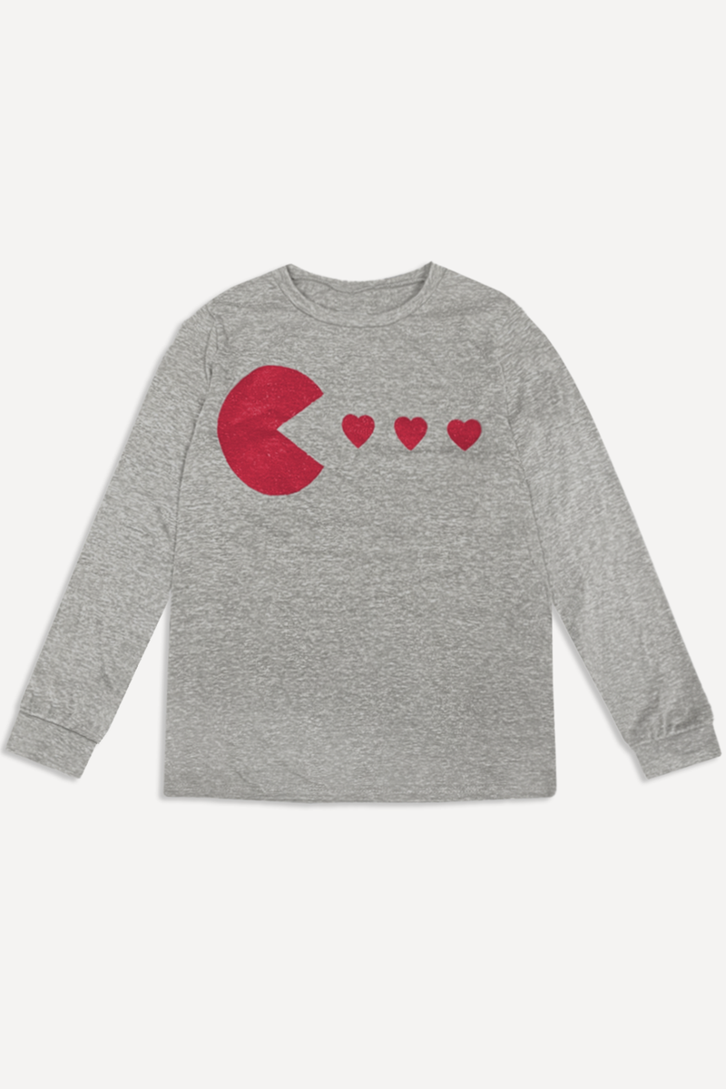 Triblend Long Sleeve Tee - Heather Grey Pacman