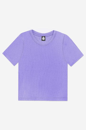 Ultra-Soft Ribbed Short Sleeve Fitted Tee - Purple Sky