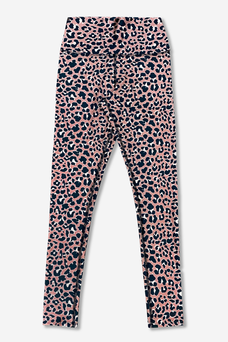 Tween High Shine Long Legging - Taupe Leopard