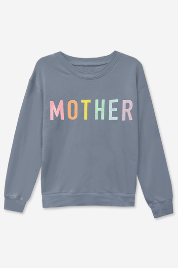 Women's Long Sleeve Shrunken Crew Sweatshirt - Washed Denim Mother