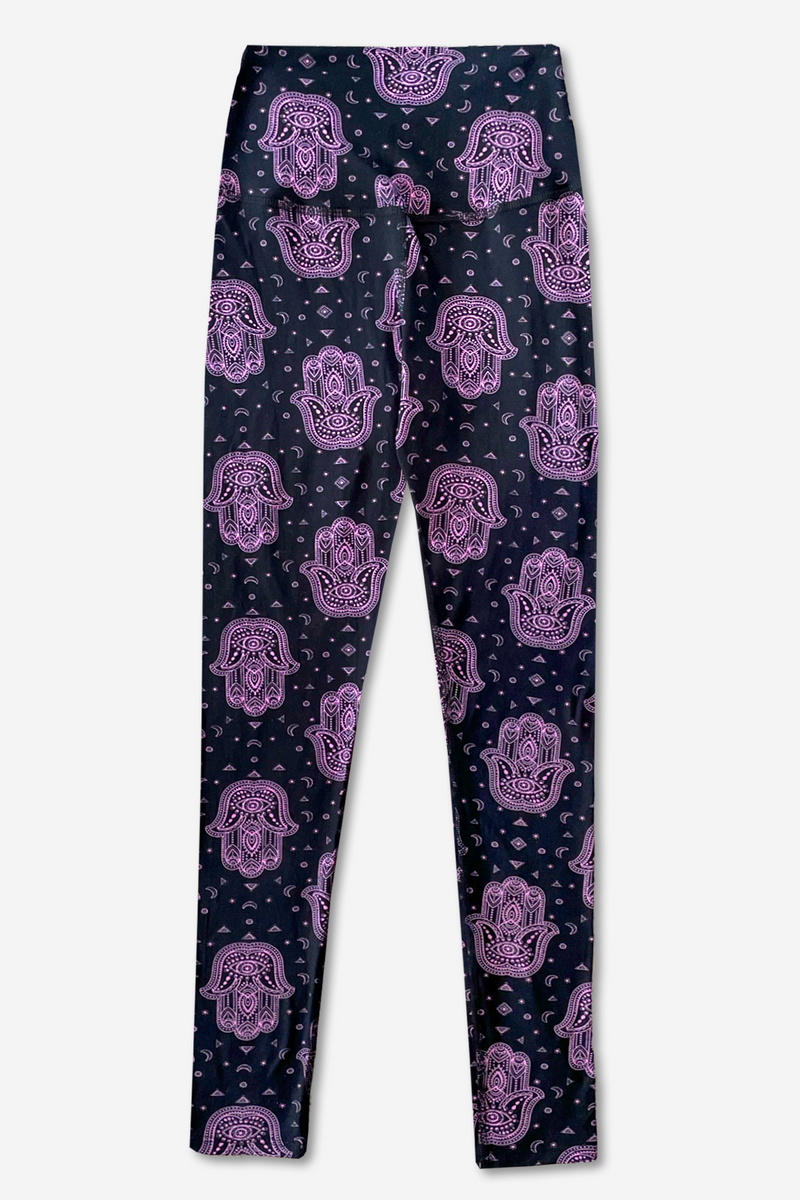 Women's Lounge Legging - Black Orchid Hamsa