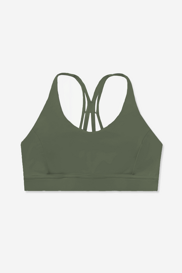 Women's Matte Flex Sports Bra 4 Strap Crossback - Olive