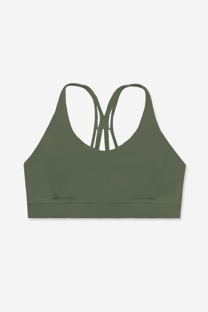 Women's Matte Flex Sports Bra 4 Strap Crossback - Olive