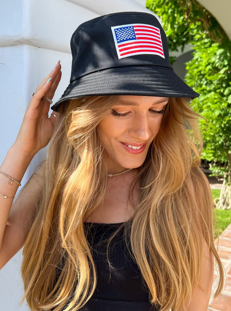 Adult Bucket Hat - Black American Flag