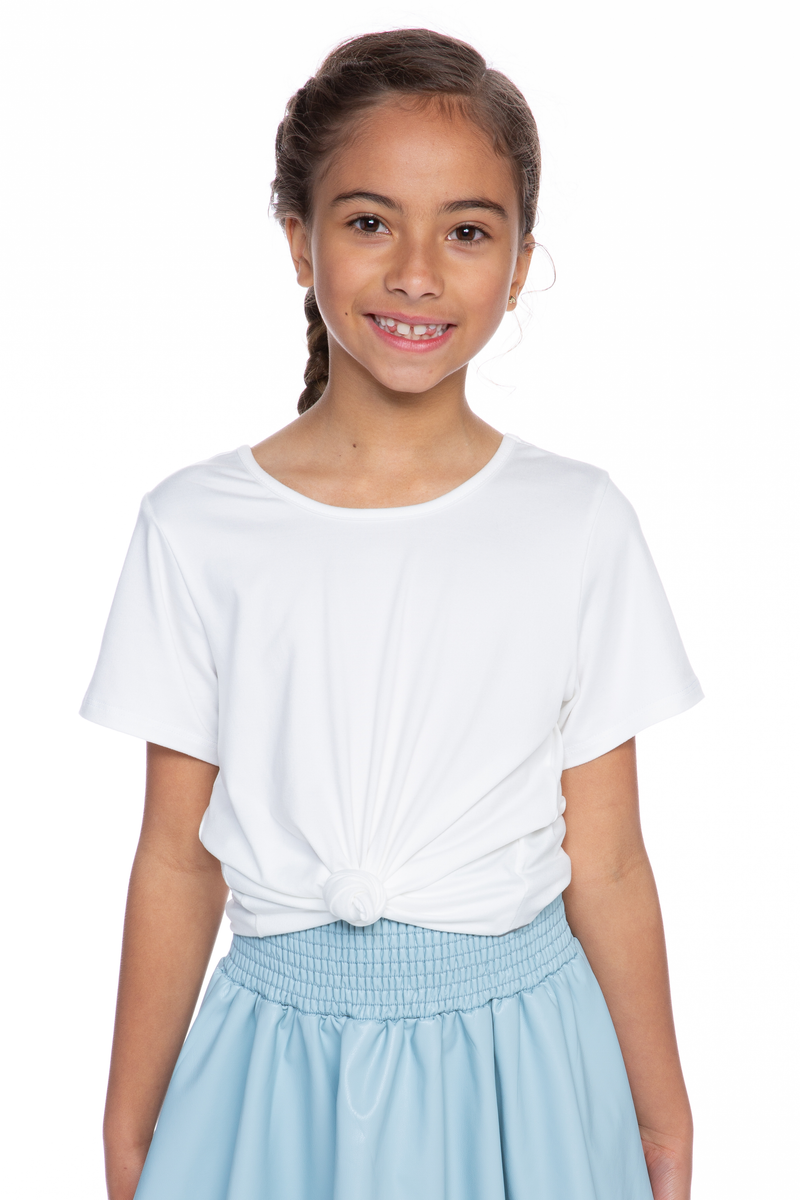 Simply Soft Bar-Back Shirttail Top - White