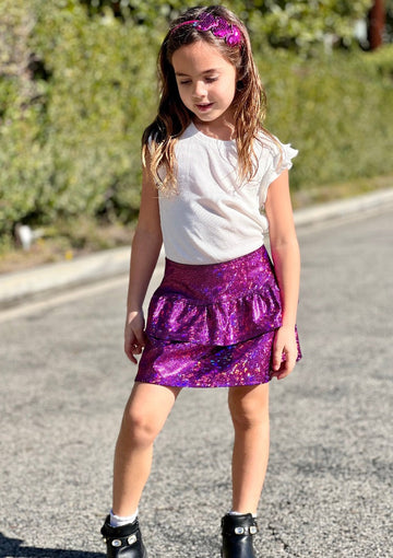 Tiered Skirt - Fuschia Black Glitter